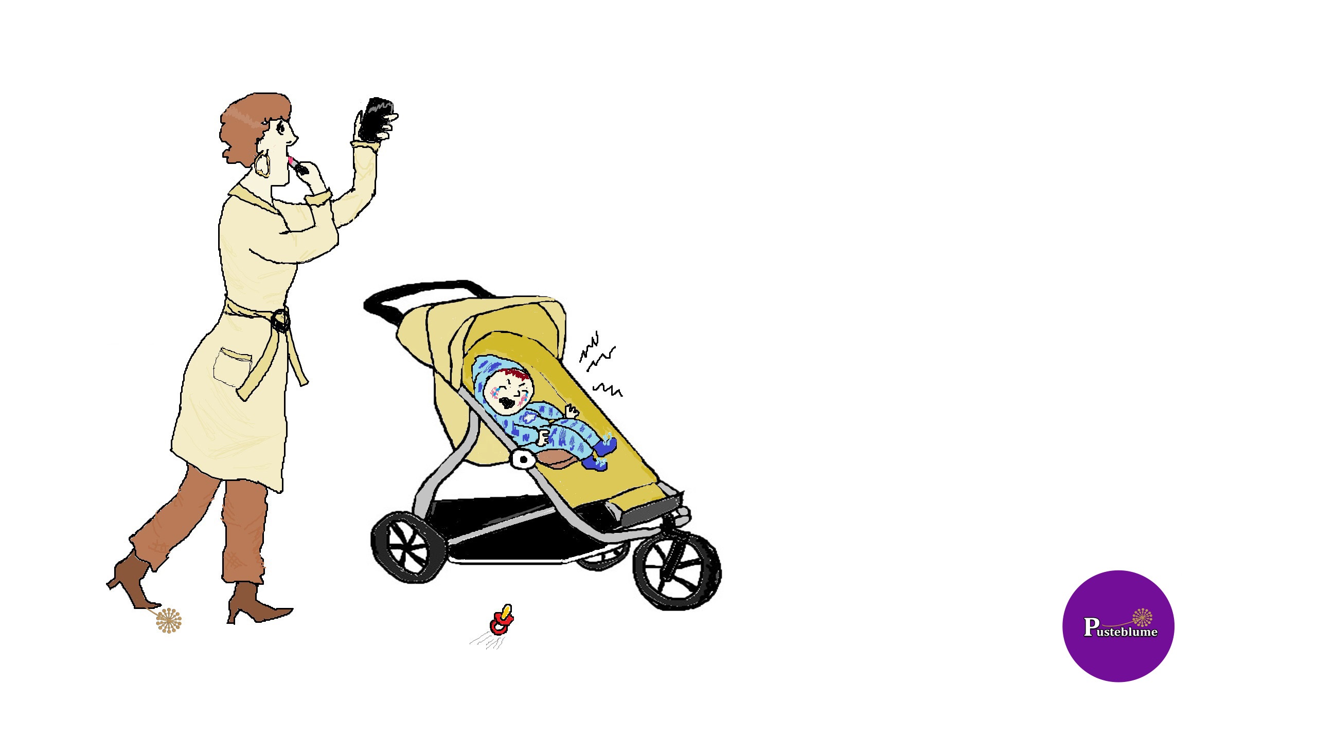 Mutter mit Kind im Kinderwagen