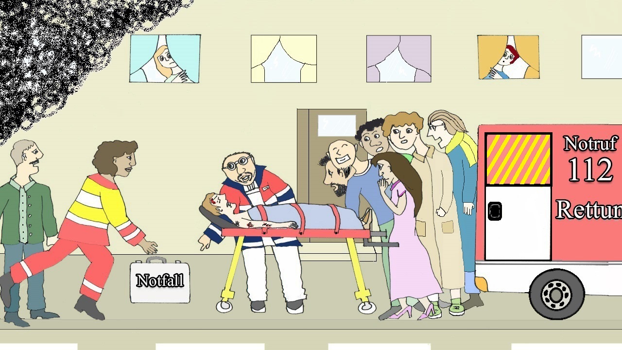 Ein Verletzter liegt auf einer Transport-Bahre